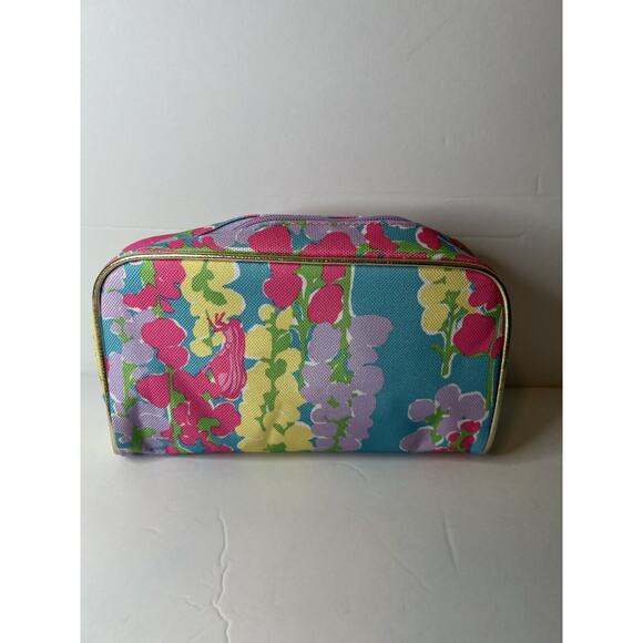 New Lilly Pulitzer Estee Lauder Make Up Bag Pink Pastel Floral Bag Pouch 9X5X2 - Picture 2 of 8